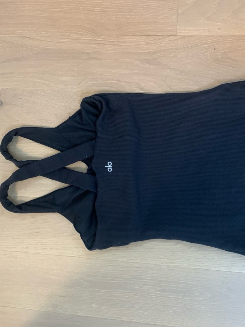 ALO Yoga Black Ribbed V-Neck Tank Top - Picture 3 of 6